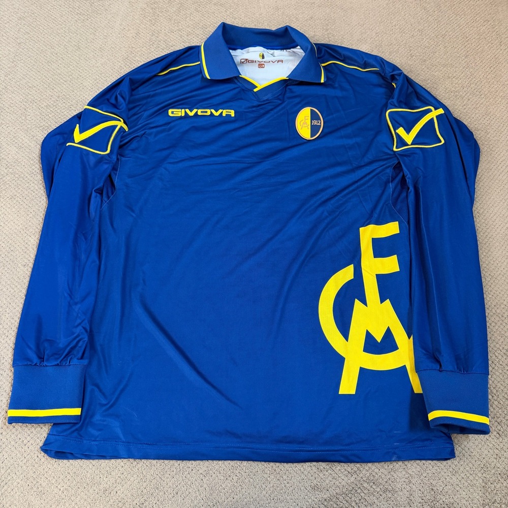 Vintage‎ 2000s Givova Modena FC Long Sleeve Soccer Jersey Blue Yellow XL